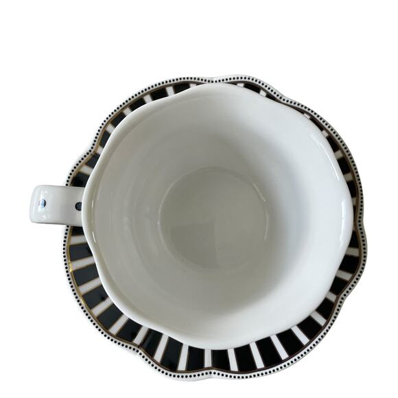 GRACE TEAWARE Black & White Striped Polka Dots Teacup and Saucer Set of 2 New - Picture 13 of 16